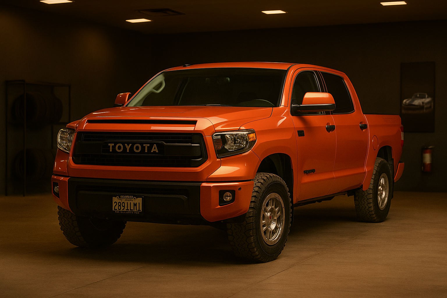 Used Toyota Tundra pickup truck available for sale under $10,000, parked in a lot, showcasing its rugged exterior and durable build.
